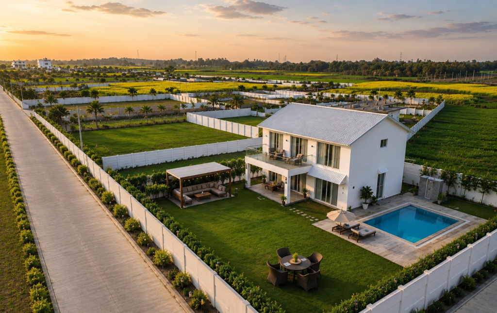 Starter 10000 sq ft farmhouse plot with garden space at The Villagio